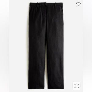 NWT J Crew Ingrid Straight Leg Linen Pant 8 Black High Rise Slight Crop